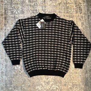 Raffi Linea Uomo Men’s Wool Blend Pattered Crewneck Sweater Medium New With Tags